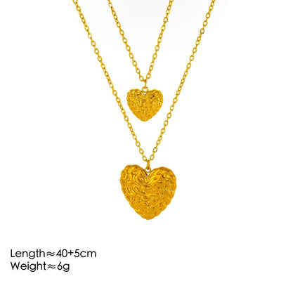Jewelry Vintage Style Simple Style Heart Shape 304 Stainless Steel 18K Gold Plated Earrings Necklace