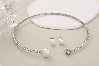 Jewelry Glam Luxurious Shiny Circle Square Heart Shape 304 Stainless Steel Imitation Pearl Rhinestone Jewelry Set