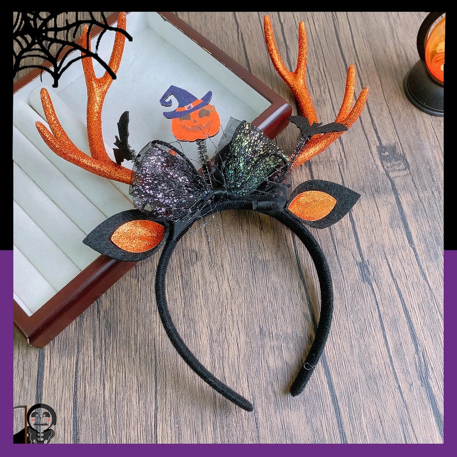 Halloween Cute Funny Women's Pumpkin Antlers Hair Band Party Headpieces