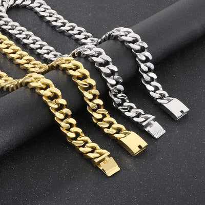 Domineering Fashion Personalized Stainless Steel Vacuum Electroplating Four-Sided Grinding Men's Necklace