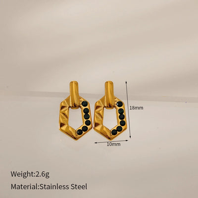 1 Pair Elegant Vintage Style Geometric 304 Stainless Steel Zircon Ear Studs