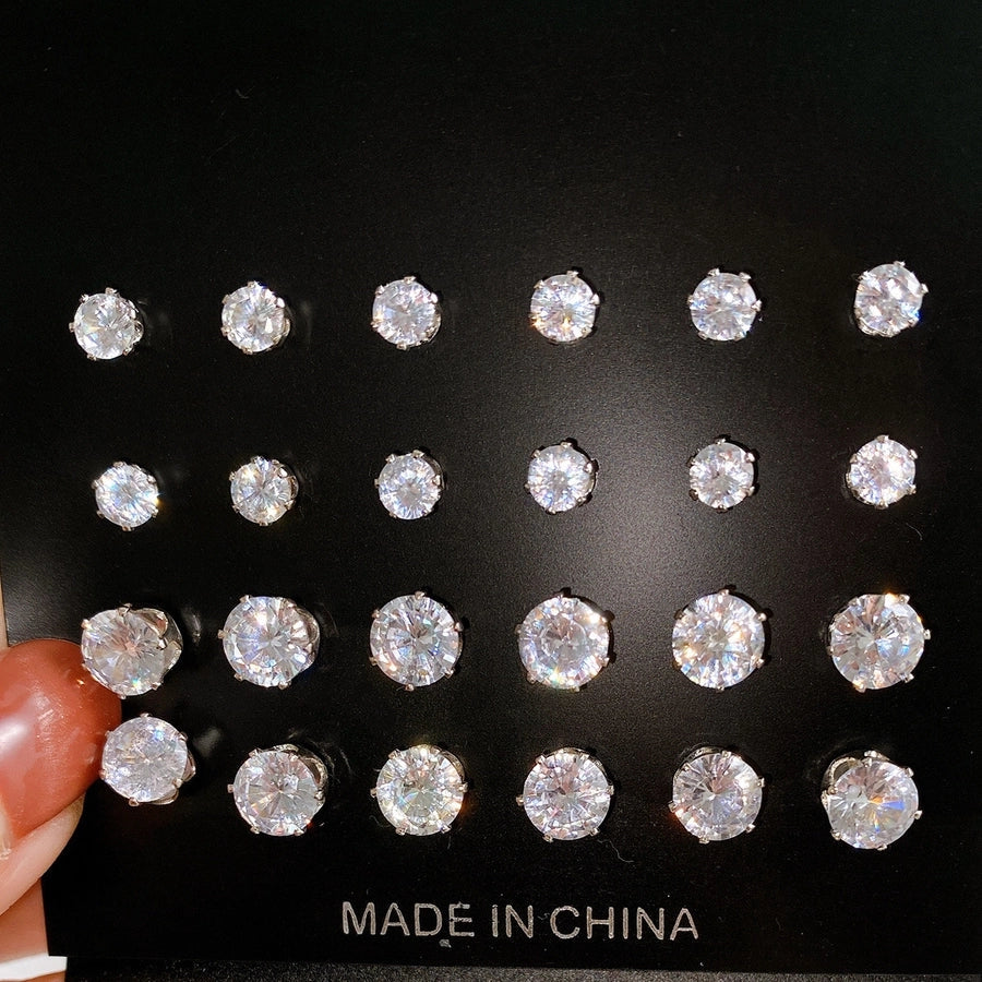 Elegant six-claw Zircon stud earrings men and women micro-inlaid rhinestone ear bone stud simple light luxury   ear jewelry