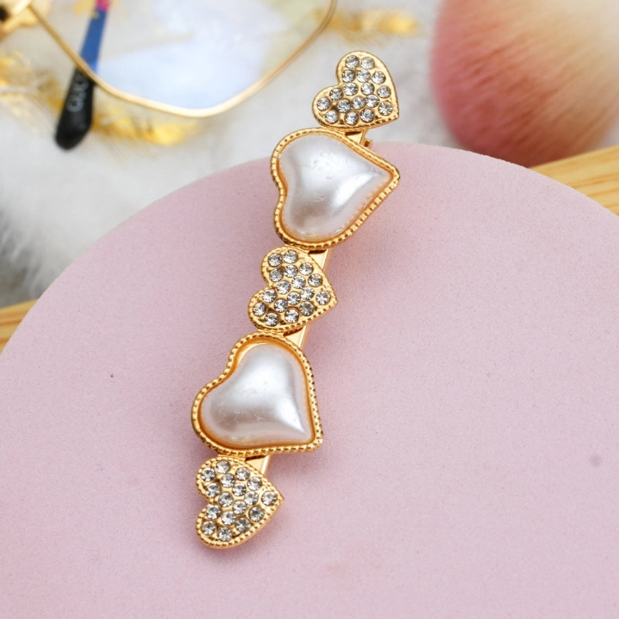 fairy style bow knot metal inlay rhinestones pearl hair clip 1 piece