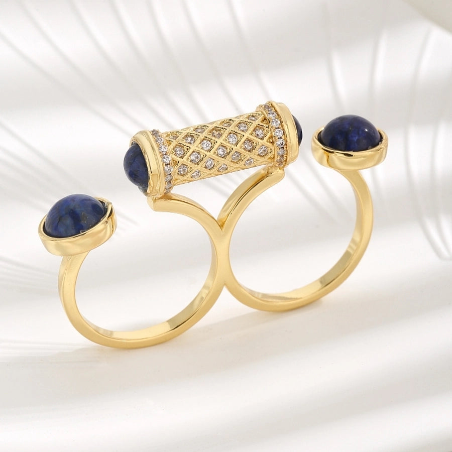 Jewelry Novelty Geometric Copper Zircon 18K Gold Plated Open Rings