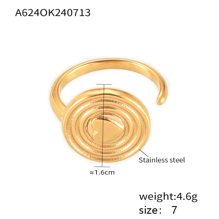 Jewelry Hawaiian Modern Style Circle Heart Shape Titanium Steel Open Rings