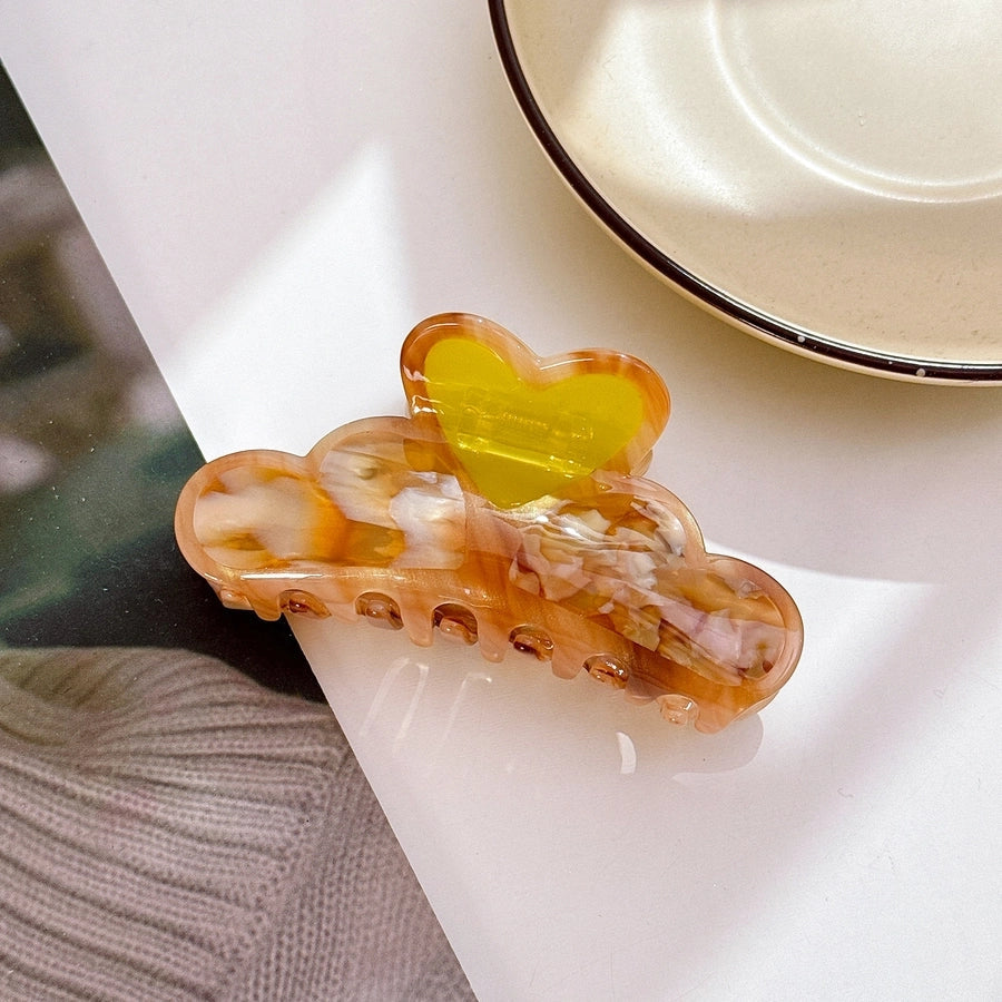 Women's Retro Geometric Heart Shape Acetic acid sheets Hair Claws