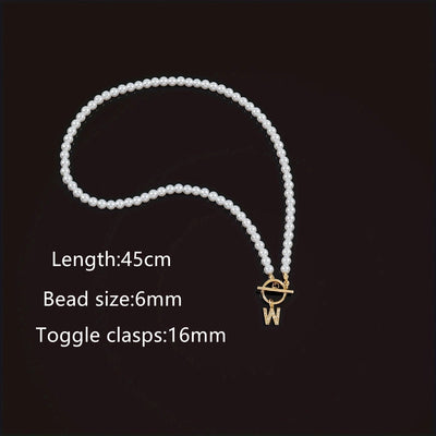 304 Stainless Steel Artificial Pearl Copper Letter Pendant Necklace