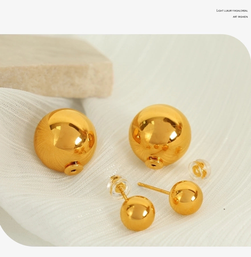 1 Pair IG Style Casual Retro C Shape Round Polishing Plating 304 Stainless Steel 18K Gold Plated Ear Studs