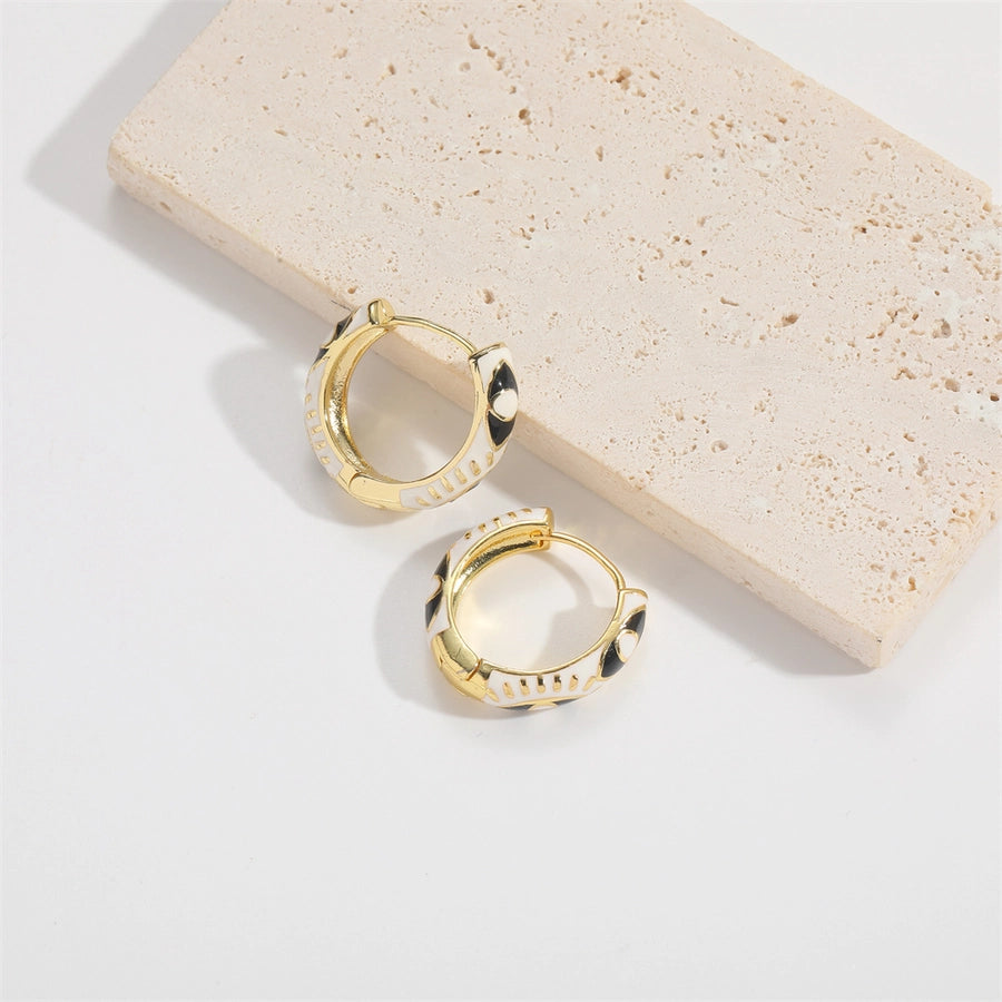 1 Pair Elegant Simple Style Commute Devil's Eye Enamel Copper 14K Gold Plated Earrings