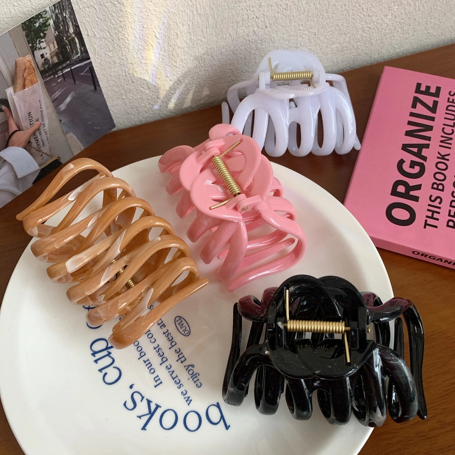 Women's Casual Simple Style Solid Color Plastic Hair Claws