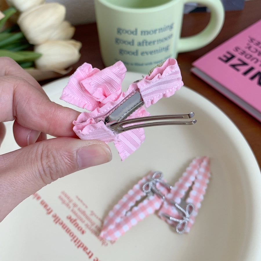 Women's Sweet Bow Knot Cloth Inlay Rhinestones Hair Clip Hair Tie