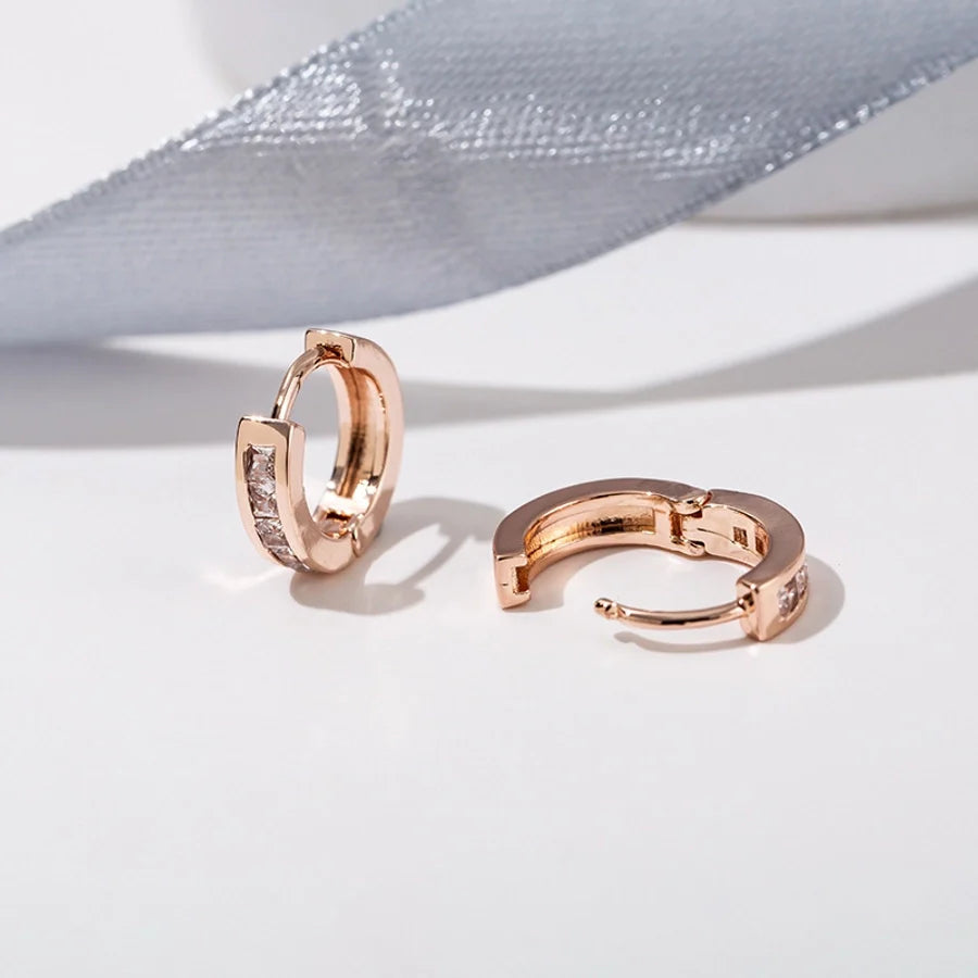 1 Pair Elegant Simple Style Geometric Copper Zircon Earrings