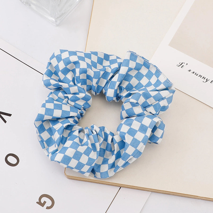 women's sweet simple style plaid cloth hair tie