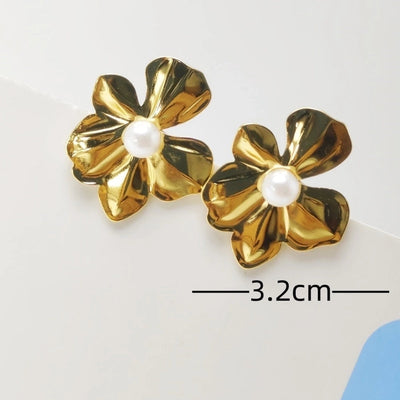 1 Pair Elegant Commute Flower 304 Stainless Steel Ear Studs