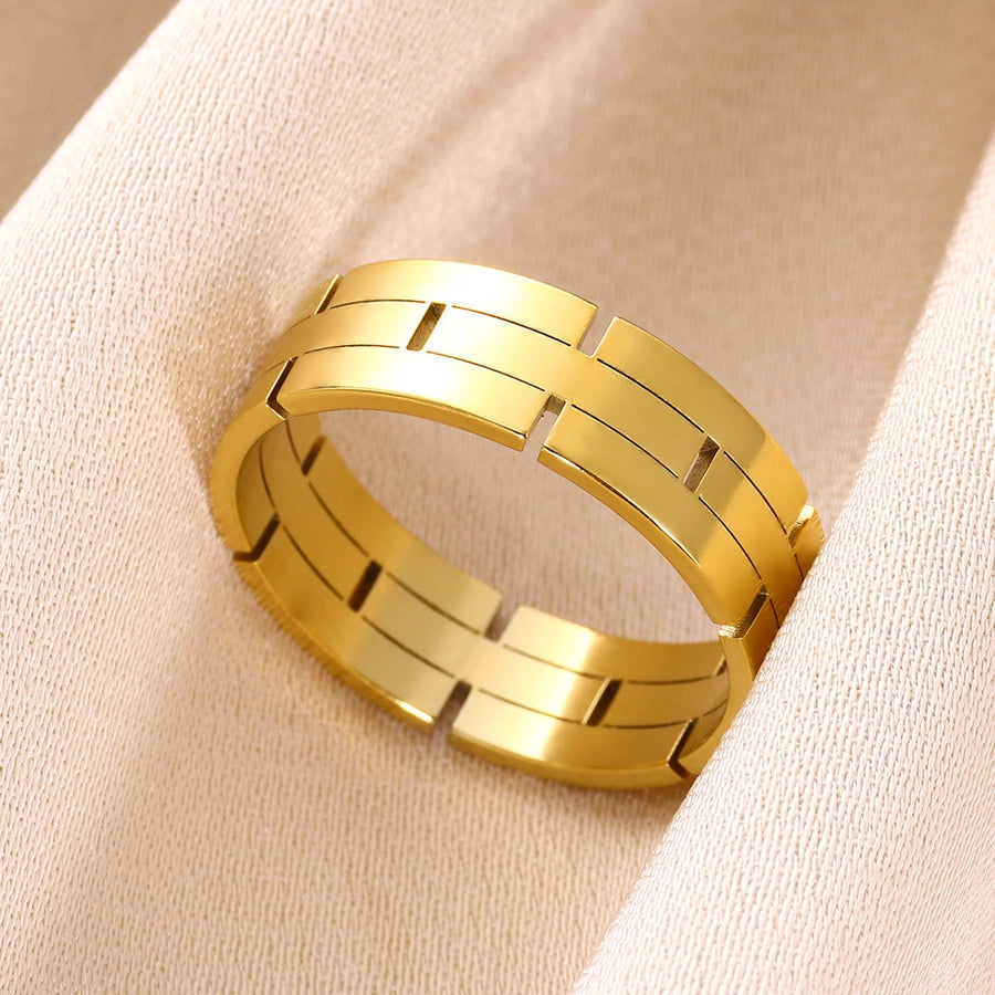 Jewelry Simple Style Commute Geometric 304 Stainless Steel 18K Gold Plated Rings