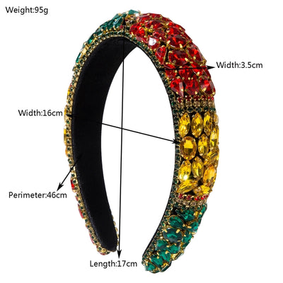 New Fashion  Style Baroque Sponge Headband Female Heavy Industry Full Diamond Color Matching Shiny Light Luxury Ball Party Hair Accessories