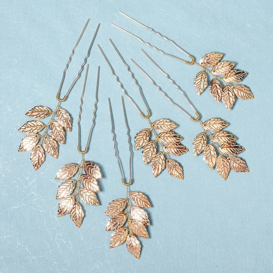elegant simple style streetwear leaf metal hairpin