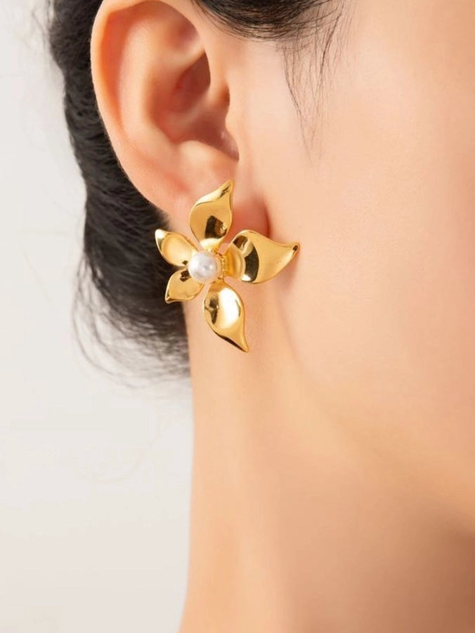 1 Pair Elegant Simple Style Flower 304 Stainless Steel Ear Studs