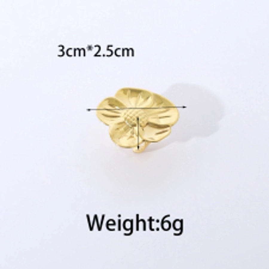 Jewelry Casual Elegant Commute Geometric Flower 304 Stainless Steel 14K Gold Plated Plating Stainless Steel Rings