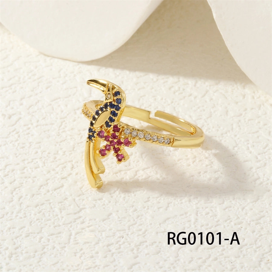 Jewelry Retro Classic Style Bird Copper Zircon Adjustable Ring
