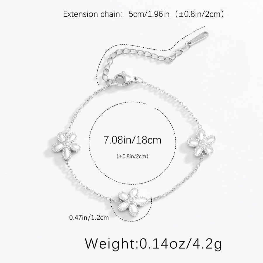 Luxurious Simple Style Flower 304 Stainless Steel White Gold Plated Gold Plated Bracelets In Bulk