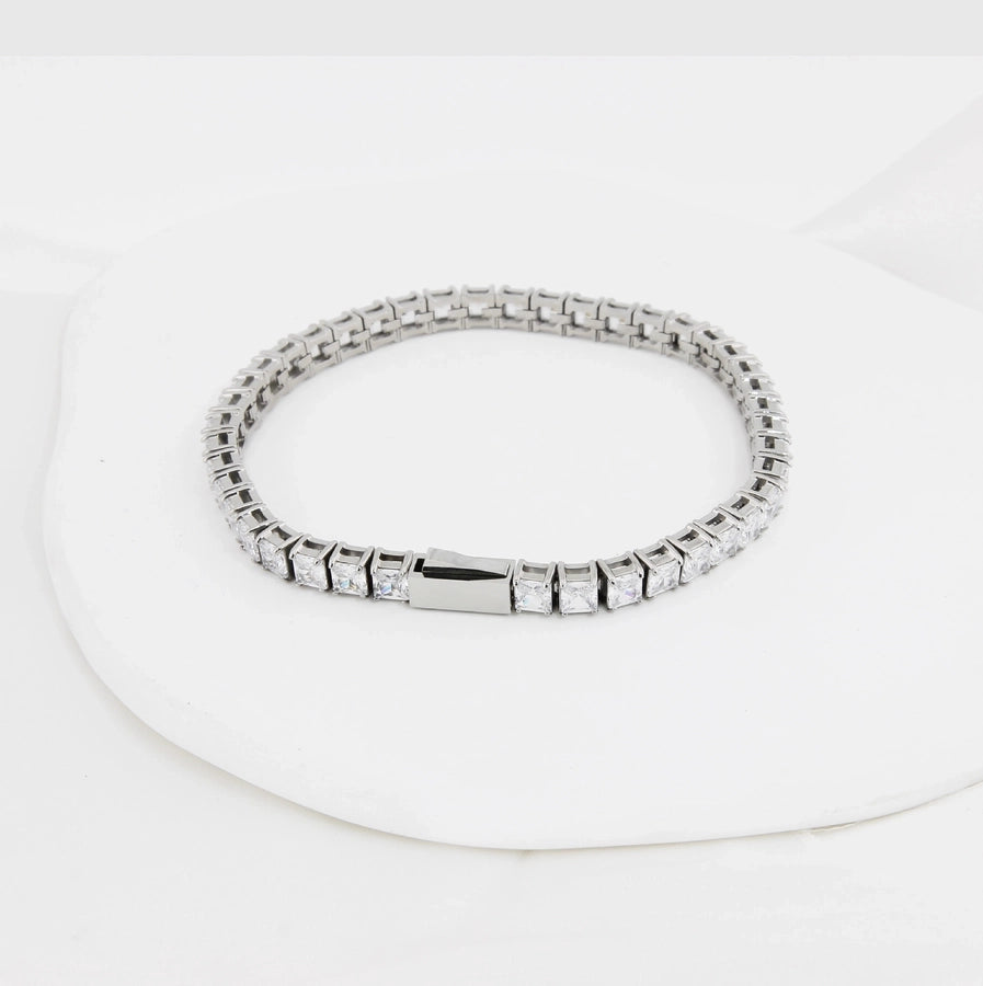 Shiny Solid Color 316L Stainless Steel  Zircon Tennis Bracelet In Bulk