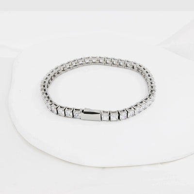 Shiny Solid Color 316L Stainless Steel  Zircon Tennis Bracelet In Bulk