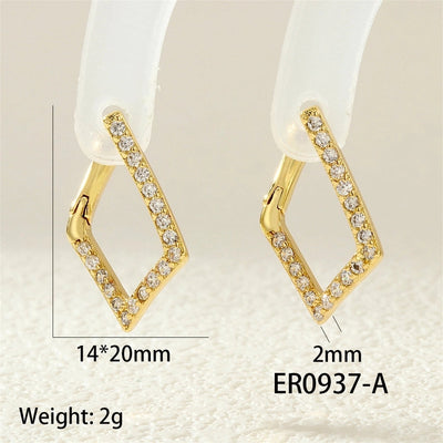 1 Pair IG Style Simple Style Commute Geometric Inlay Copper Zircon 18K Gold Plated Earrings