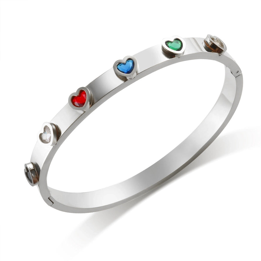 Elegant Heart Shape Titanium Steel Bangle In Bulk