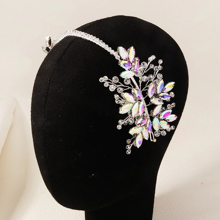 Women's Elegant Shiny Leaf Alloy Inlay Rhinestones Hair Band