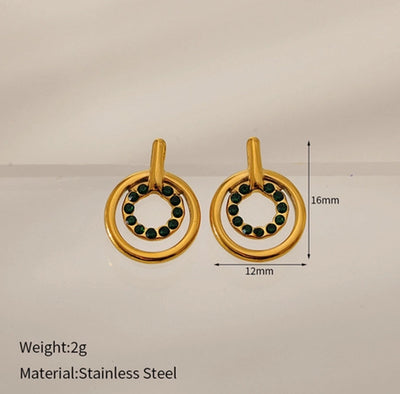 1 Pair Elegant Geometric 304 Stainless Steel Zircon Ear Studs