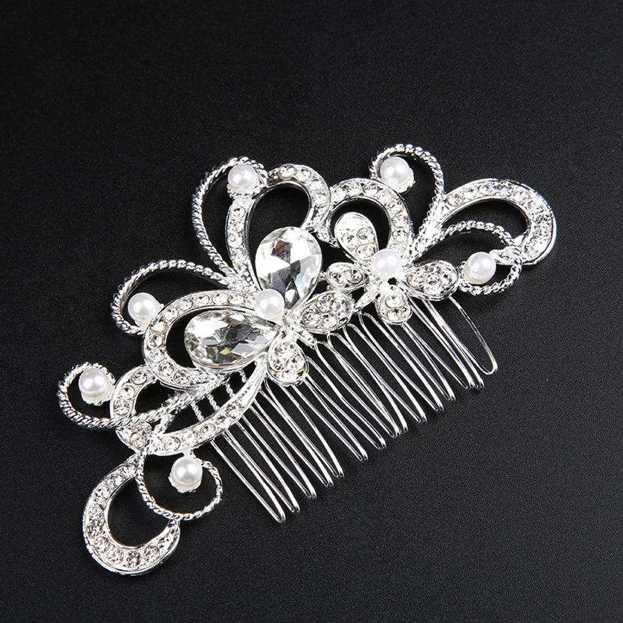 Alloy white rhinestone hair comb clip International station Hot Pearl Flower  bridal headdress hair accessories bridal accessories