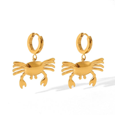 1 Pair IG Style French Style Starfish Crab Shell 304 Stainless Steel Titanium Steel 18K Gold Plated Drop Earrings Ear Studs