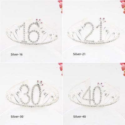 New Birthday Crown  60 Digital Birthday Headband Bridal Banquet Rhinestone Hair Accessories Alloy Headband Women