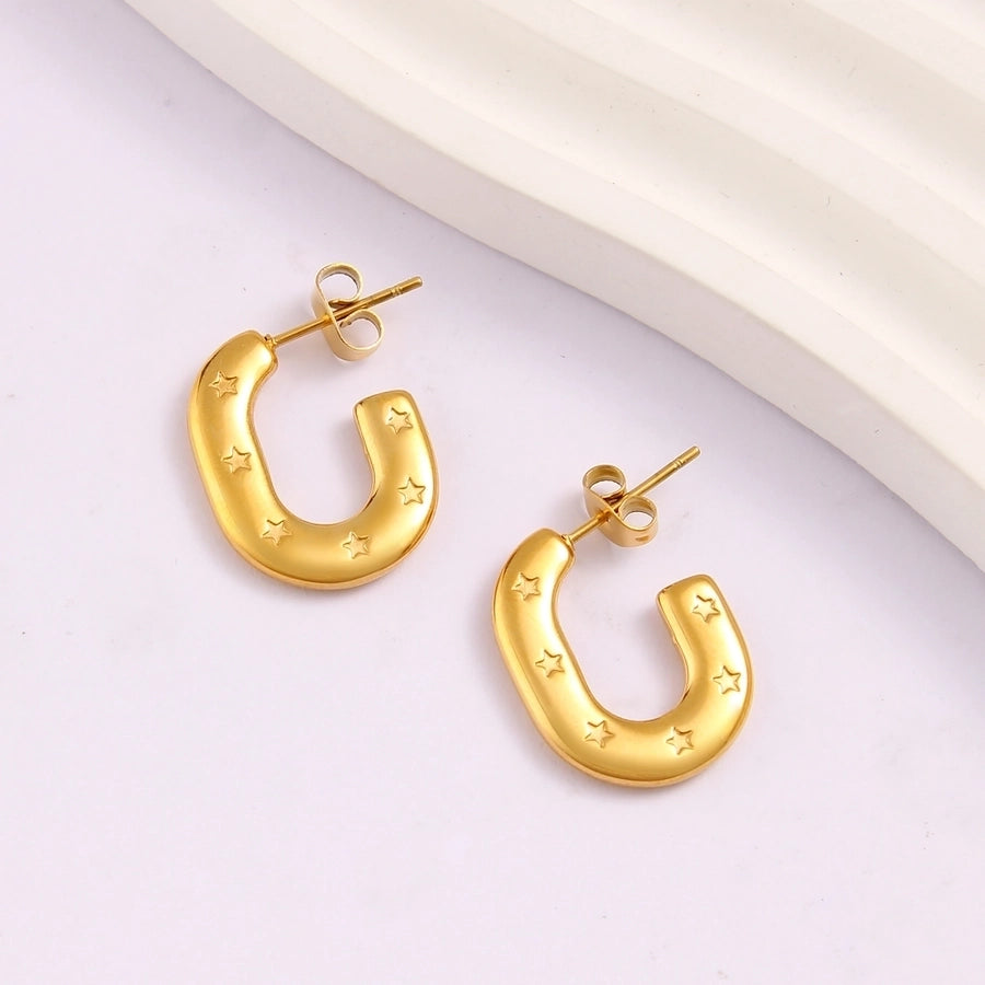 1 Pair Simple Style Commute Pentagram 304 Stainless Steel 316 Stainless Steel  18K Gold Plated Ear Studs