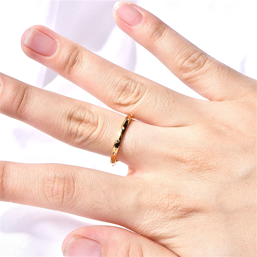 Simple Fashion Diamond Water Drop Simple Bracelet Ring 18K Zircon Niche Ring Female Titanium Steel No Fading Ornament