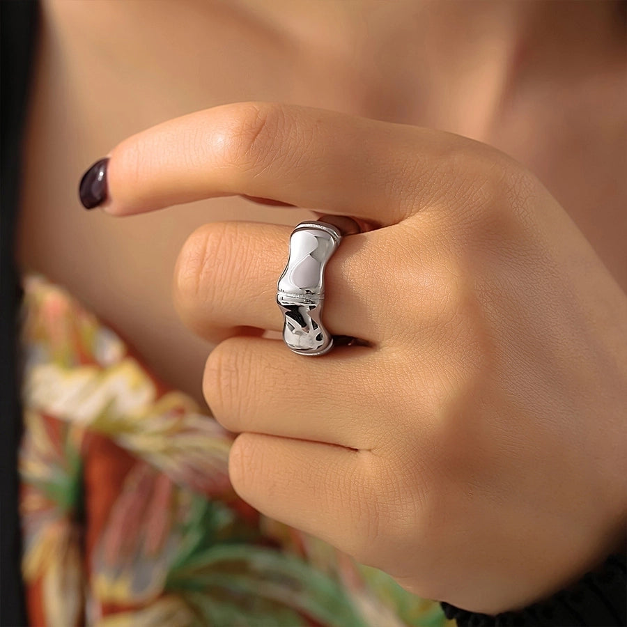 Jewelry Elegant Preppy Style Sweet Geometric 304 Stainless Steel 18K Gold Plated Rings