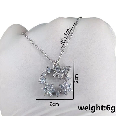 Jewelry Cute Queen Bridal Butterfly 316 Stainless Steel  Copper Zircon 18K Gold Plated Appliques Pendant Necklace