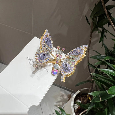 simple style shiny butterfly alloy inlay rhinestones hair clip