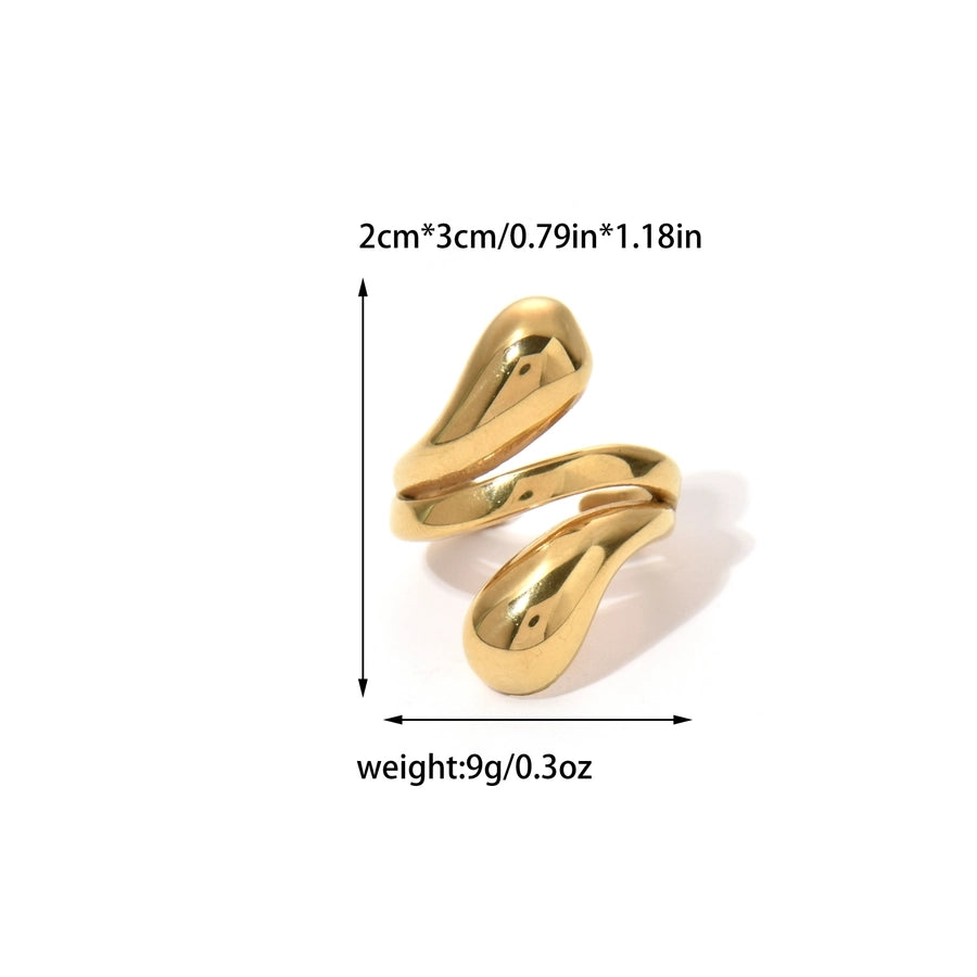 Jewelry Elegant Retro Simple Style Geometric 304 Stainless Steel Natural Stone 14K Gold Plated Inlay Open Rings