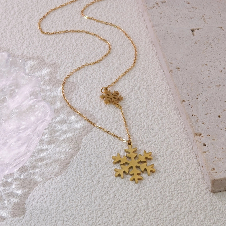 Jewelry Sweet Simple Style Christmas Tree Snowflake 304 Stainless Steel 18K Gold Plated Plating Pendant Necklace