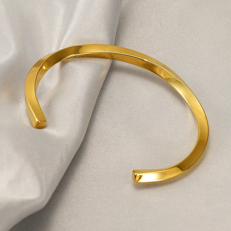 Elegant Romantic Geometric Solid Color 18K Gold Plated 304 Stainless Steel  Bangle