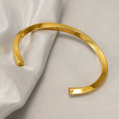 Elegant Romantic Geometric Solid Color 18K Gold Plated 304 Stainless Steel  Bangle