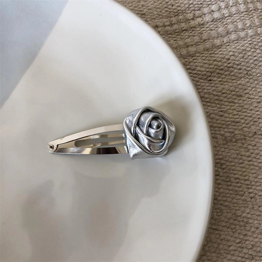 Women's Sweet Flower Pu Leather Hair Clip Hair Tie