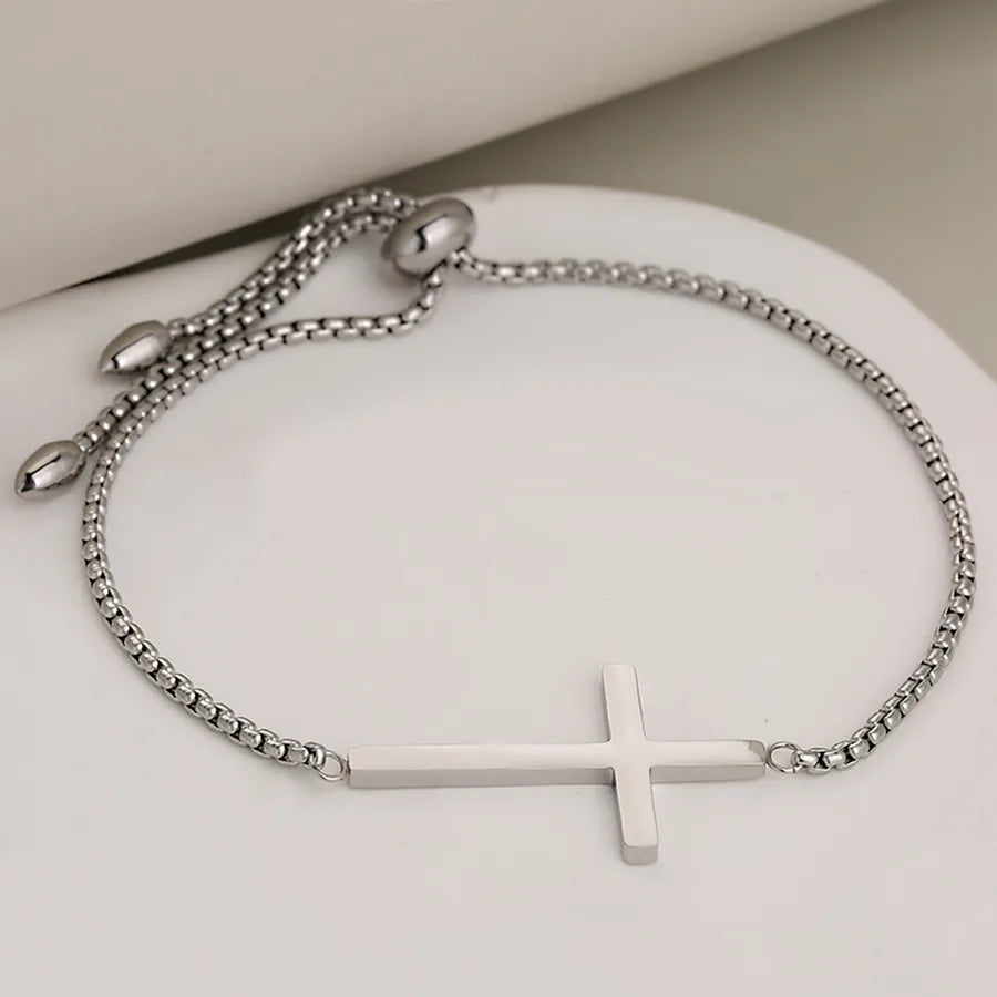 Casual Vacation Classic Style Cross Floral 304 Stainless Steel Imitation Pearl box chain Bracelets In Bulk