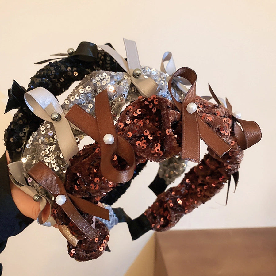 Women's Simple Style Solid Color Imitation Pearl Cloth Hair Band