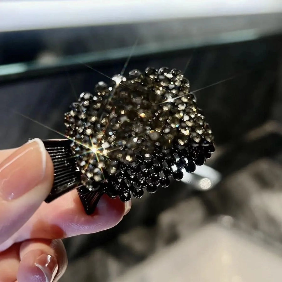 fashion simple style geometric metal inlay artificial pearls rhinestones hair buckle