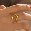 Jewelry Elegant Simple Style Irregular 304 Stainless Steel 18K Gold Plated Polishing Rings