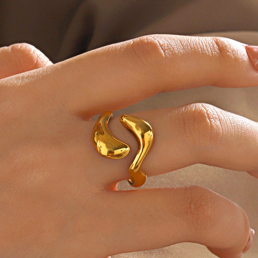 Jewelry Elegant Simple Style Irregular 304 Stainless Steel 18K Gold Plated Polishing Rings