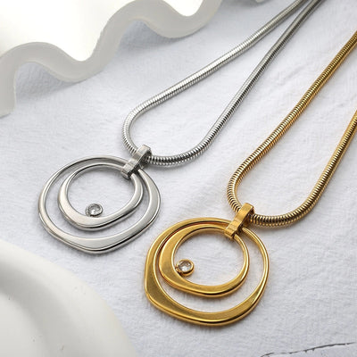 Jewelry Elegant Simple Style Round 304 Stainless Steel Plating Earrings Necklace